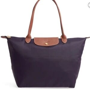 **Longchamp Le Pliage Original M Tote Bag in Eggplant**
